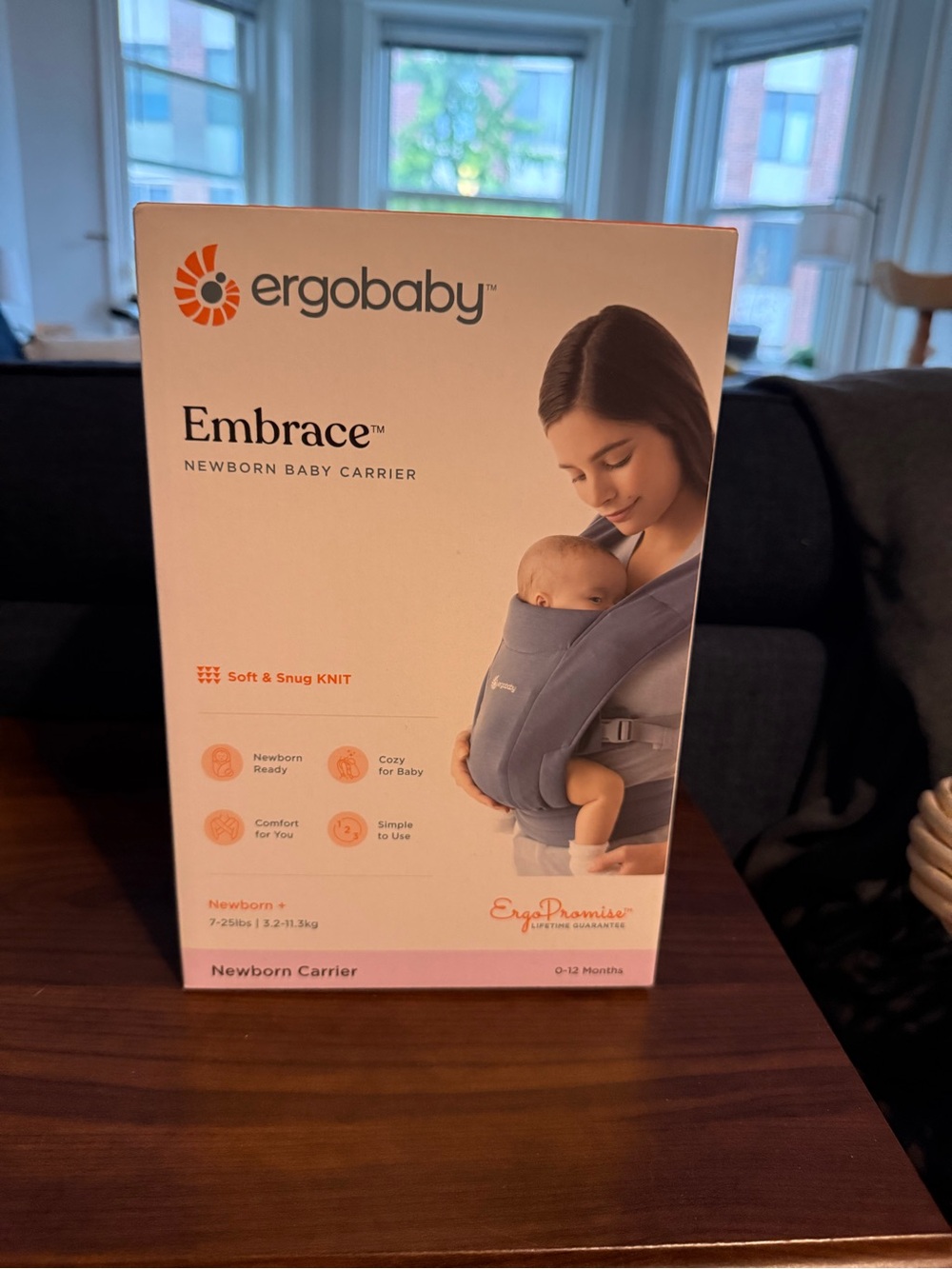Ergobaby embrace carrier in blue, new in box